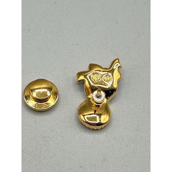 Lapel Pin Tack Pin Mask Swarovski Swan Signed Gold Plated and Crystals Brooch - Picture 4 of 5